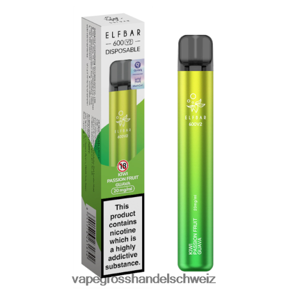 Dampfen Schweiz 666R84286 Kiwi, Passionsfrucht, Guave ELFBAR 600V2 20 mg