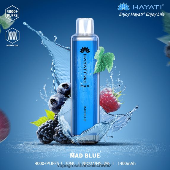 Vape Großhandel Elfbar 666R84164 verrücktes Blau Hayati Pro Max 4000