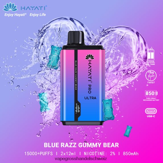 Elektronische Zigarette Flugzeug 666R84199 blaues Razz-Gummibärchen Hayati Pro Ultra