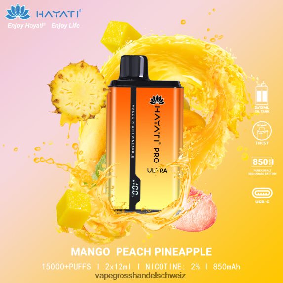 Elektronische Zigarette Flugzeug 666R84209 Mango-Pfirsich-Ananas Hayati Pro Ultra