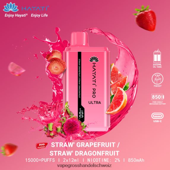 Vape Großhandel 666R84231 Erdbeer-Grapefruit/Erdbeer-Drachenfrucht Hayati Pro Ultra