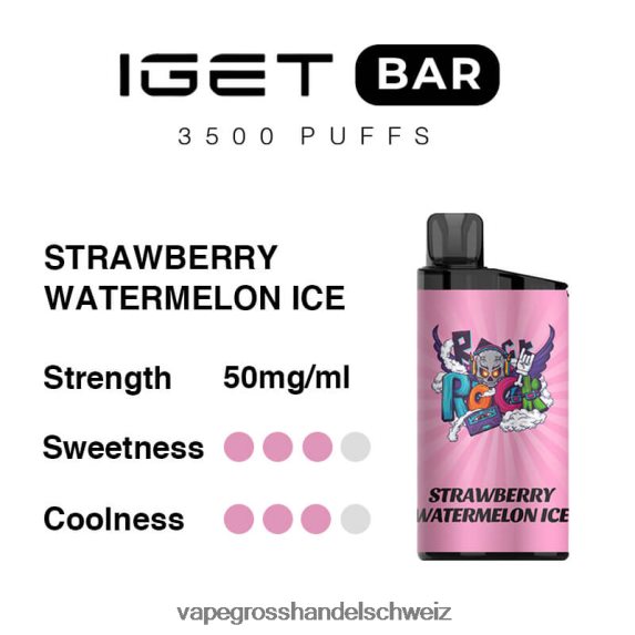 Elektronische Zigarette Flugzeug 666R8489 Erdbeer-Wassermelonen-Eis IGET BAR 3500 5 % Nikotin