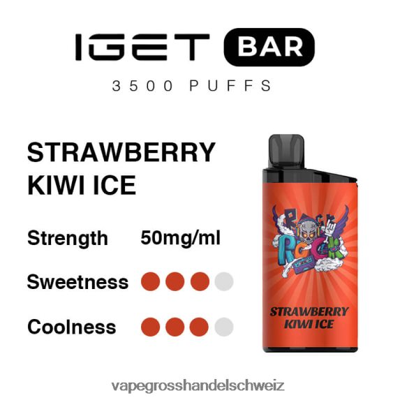 Elektronische Zigarette Iqos 666R8490 Erdbeer-Kiwi-Eis IGET BAR 3500 5 % Nikotin