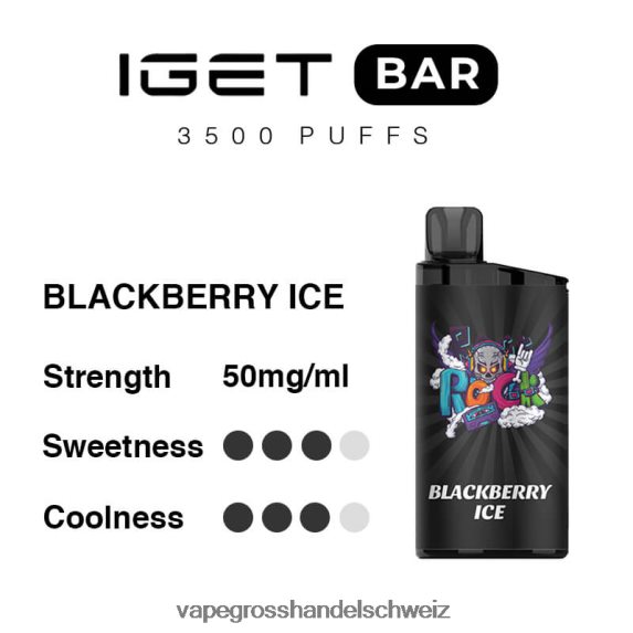 Vape Großhandel 666R8491 Brombeereis IGET BAR 3500 5 % Nikotin