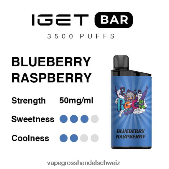 Vape Großhandel Preise 666R8492 Blaubeer-Himbeere IGET BAR 3500 5 % Nikotin