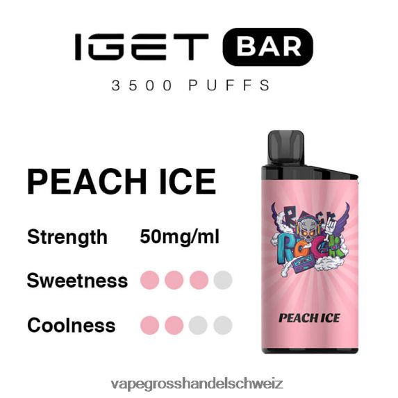 Vape Grosshandel Schweiz 666R8495 Pfirsicheis IGET BAR 3500 5 % Nikotin