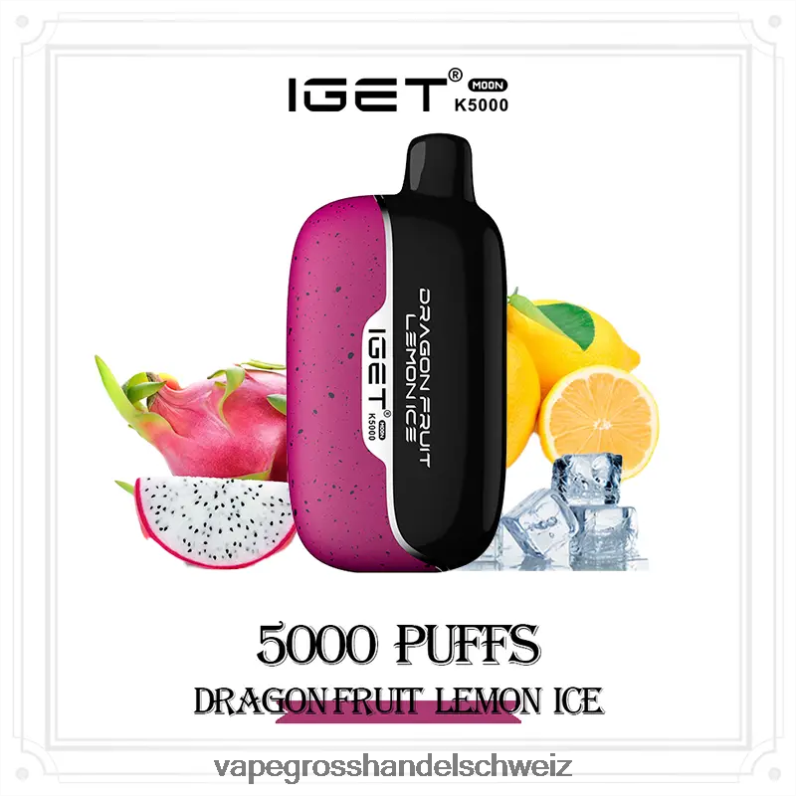 IGET Moon k5000 Drachenfrucht-Zitronen-Eis 688H4D20 - Elektronische Zigarette Iqos