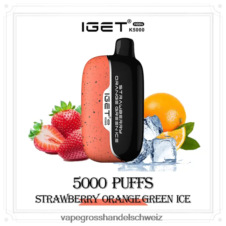 IGET Moon k5000 Erdbeer-Orange-Grün-Eis 688H4D12 - Vape Großhandel Preise