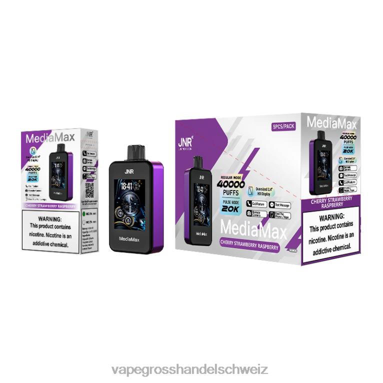 Vape Großhandel Elfbar - JNR MediaMax 40.000 Puff Kirsche Erdbeere Himbeere 8T0NV14
