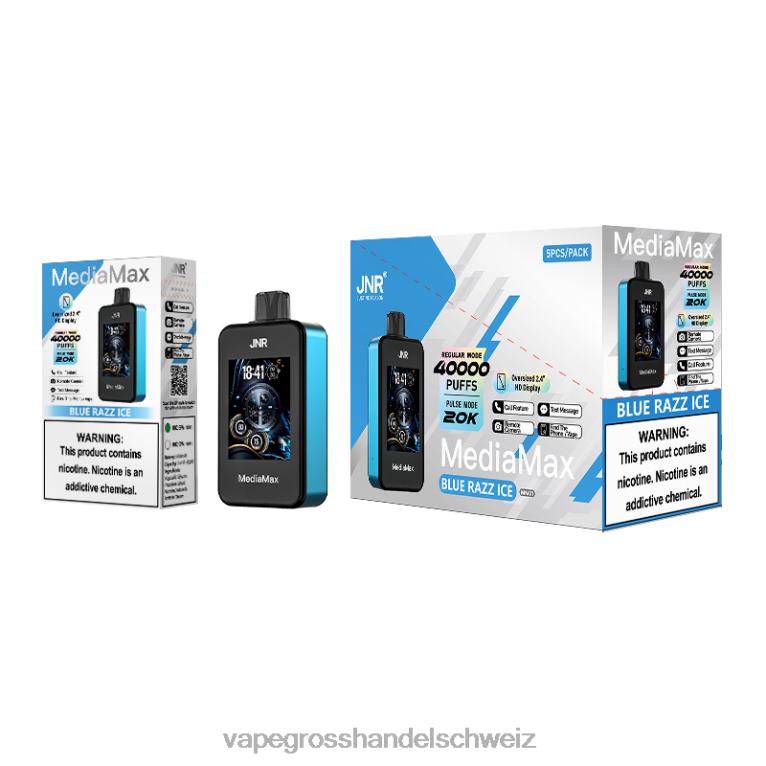 Vape Großhandel - JNR MediaMax 40.000 Puff blaues Razz-Eis 8T0NV21