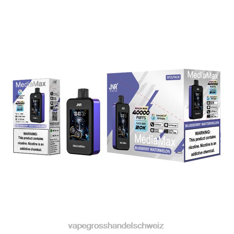 Vape Großhandel Preise - JNR MediaMax 40.000 Puff Blaubeer-Wassermelone 8T0NV12