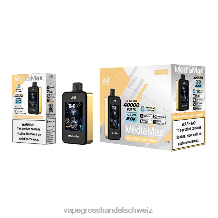 Vape Grosshandel Schweiz - JNR MediaMax 40.000 Puff Pfirsich-Mango-Wassermelone 8T0NV15