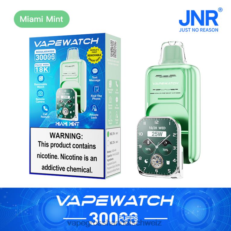 Elektronische Zigarette Ohne Nikotin - JNR Vape-Uhr Miami-Minze 8T0NV8
