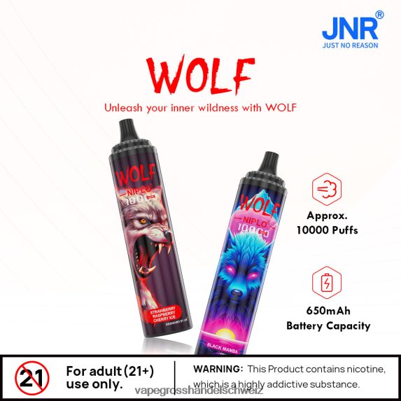 Elektronische Zigarette Flugzeug 666R8499 Erdbeereis JNR WOLF NIPLO