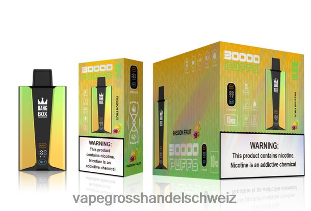 Bang Box 30.000 Züge intelligenter Bildschirm Passionsfrucht Dampfen Schweiz - 8NZ2884