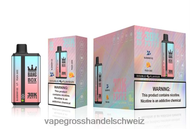 Bang Box 30.000 Züge, zwei Geschmacksrichtungen Blaubeereis und Pfirsichsaft Vape Grosshandel Schweiz - 8NZ2863