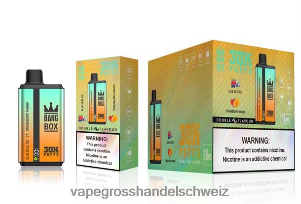 Bang Box 30.000 Züge, zwei Geschmacksrichtungen Blue Razz Ice und Erdbeermango Vape Grosshandel Schweiz - 8NZ2873