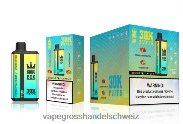 Bang Box 30.000 Züge, zwei Geschmacksrichtungen Erdbeer-Wassermelone und Erdbeer-Kiwi Dampfen Schweiz - 8NZ2864