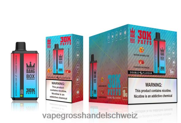 Bang Box 30.000 Züge, zwei Geschmacksrichtungen Wassermelonen-Kaugummi und Erdbeer-Wassermelone Elektronische Zigarette Iqos - 8NZ2868
