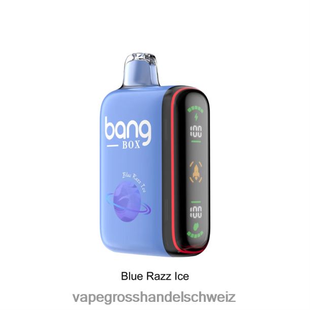 Bang Box 9000–18000 Züge, intelligente Leistungsanzeige blaues Razz-Eis Dampfen Schweiz - 8NZ2826