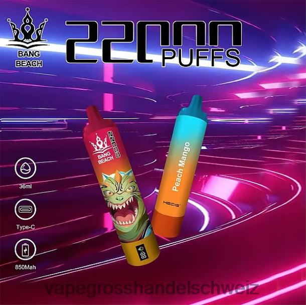 Bang Beach 22000 Züge intelligenter Bildschirm Pfirsich-Mango Vape Großhandel Elfbar - 8NZ2824