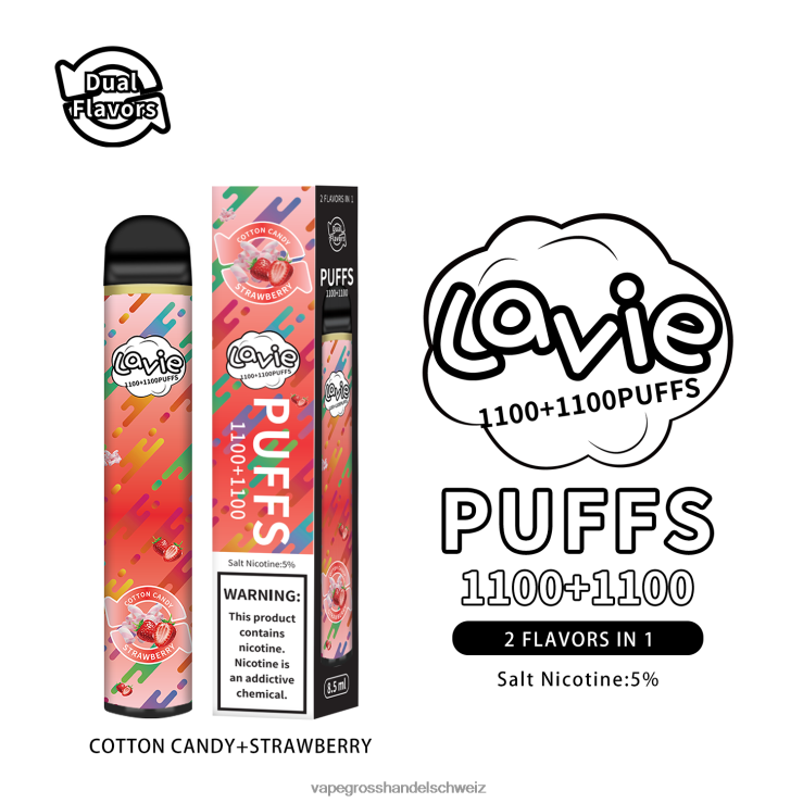 Vape Großhandel Tornado - LAVIE BAR Switch 2200 Züge Zuckerwatte/Erdbeere F428L293
