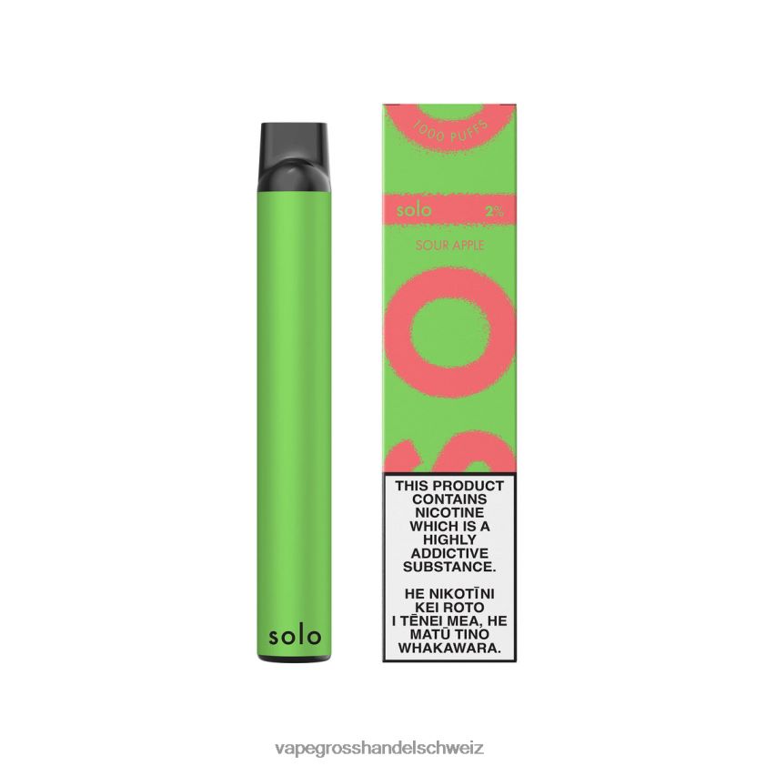 Vape Grosshandel Schweiz - Solo Einweg-Vapor saurer Apfel R8BVXD5