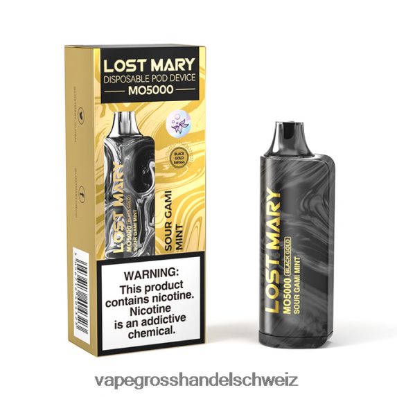 Dampfen Schweiz 666R84346 saure Gami-Minze LOST MARY MO5000 Schwarzgold 10ml