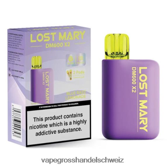 Dampfen Schweiz 666R84466 Blue Razz Limonade LOST MARY DM600 X2