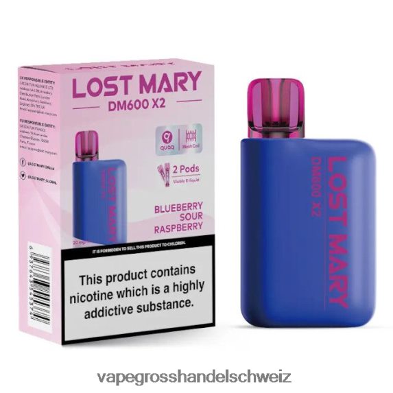 Elektronische Zigarette Flugzeug 666R84469 Heidelbeere, saure Himbeere LOST MARY DM600 X2