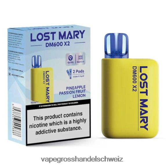 Elektronische Zigarette Ohne Nikotin 666R84478 Ananas, Passionsfrucht, Zitrone LOST MARY DM600 X2