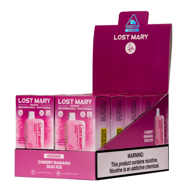 Elektronische Zigarette Ohne Nikotin 666R84108 Kirsch-Bananen-Duo-Eis LOST MARY OS5000