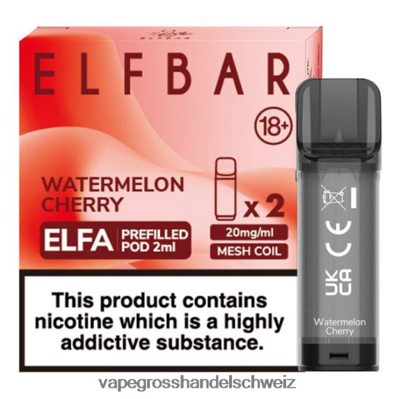 Elektronische Zigarette Flugzeug 666R84329 Wassermelonenkirsche ELFBAR Elfa vorgefüllte Kapsel – 2 ml – 20 mg (2er-Pack)