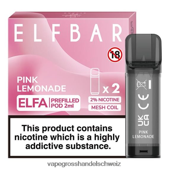 Elektronische Zigarette Iqos 666R84320 pinke Limonade ELFBAR Elfa vorgefüllte Kapsel – 2 ml – 20 mg (2er-Pack)