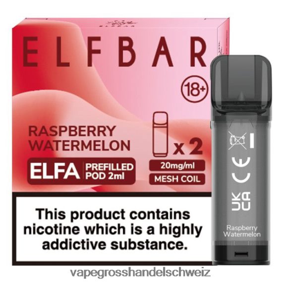 Elektronische Zigarette Iqos 666R84330 Himbeer-Wassermelone ELFBAR Elfa vorgefüllte Kapsel – 2 ml – 20 mg (2er-Pack)