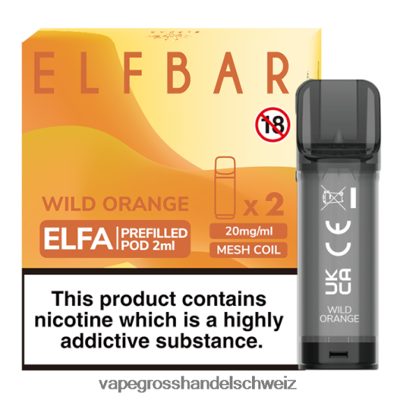 Elektronische Zigarette Iqos 666R84340 wilde Orange ELFBAR Elfa vorgefüllte Kapsel – 2 ml – 20 mg (2er-Pack)